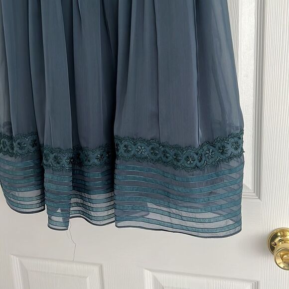 Silk sundress aquamarine Sz Xl summer dress - Picture 3 of 9